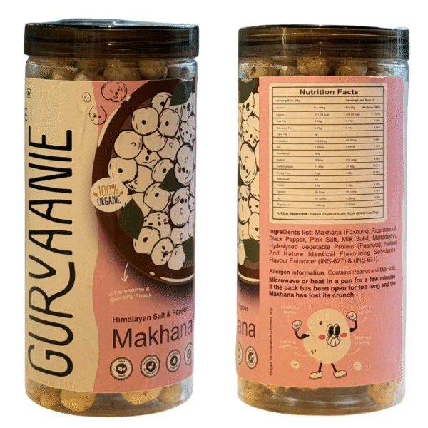 Gurvaanie Roasted and Flavoured Makhana | Himalayan Salted & Pepper Makhana | Healthy snack | Namkeen Snacks & Puffed Snacks | Cholesterol Free | Gluten Free | Rich In Protein & Fiber – 90g - Image 2