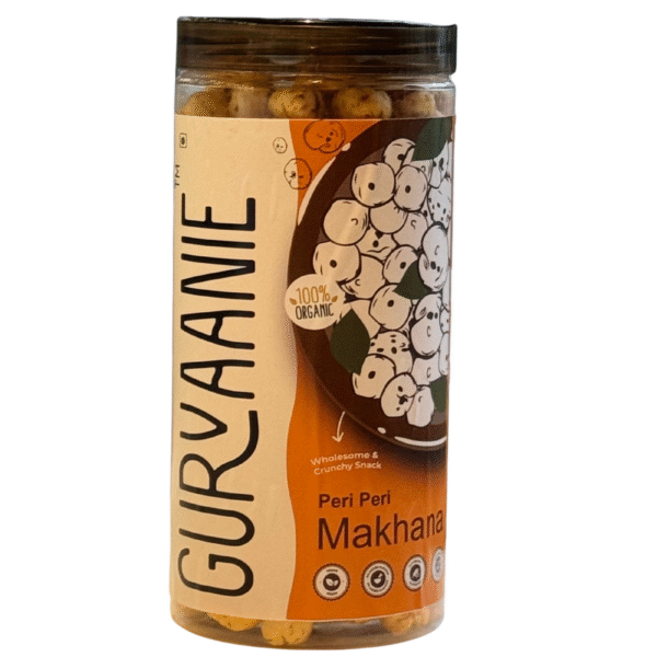 Gurvaanie Roasted and Flavoured Makhana | Peri Peri Makhana | Healthy snack | Namkeen Snacks & Puffed Snacks | Cholesterol Free | Gluten Free | Rich In Protein & Fiber – 90g - Image 5