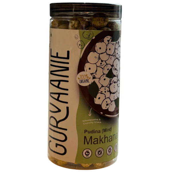 Gurvaanie Roasted and Flavoured Makhana | Mint Pudina Makhana | Healthy snack | Namkeen Snacks & Puffed Snacks | Cholesterol Free | Gluten Free | Rich in Protein & Fiber – 90g - Image 5