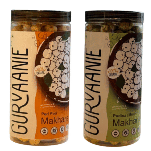 Gurvaanie Peri Peri and Mint (Pudina) Roasted and Flavoured Makhana | Healthy food | Rich In Protein & Fiber – 90g (pack of 2)