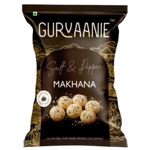 Gurvaanie Flavor & Roasted Makhana | Salt & Pepper Flavor | Gluten Free | Plant Based Protein | Calcium Rich (21g x 3)